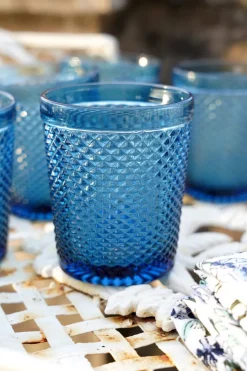 Cristina Oria Vasos^Set 6 Vasos Cristal Azul Oscuro Picos