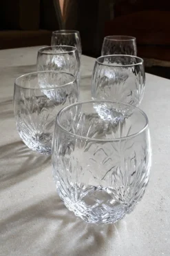 Cristina Oria Vasos^Set 6 Vasos Cristal Ovalados Pequeños Espiga