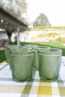 Cristina Oria Vasos^Set 6 Vasos Cristal Verde Picos