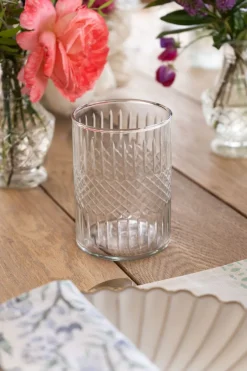 Cristina Oria Vasos^Set 12 Vasos De Cristal Tallado Rombos