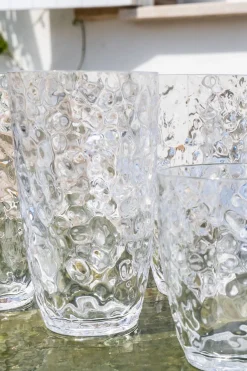 Cristina Oria Vasos^Set 6 Vasos Grandes Transparentes Acrílicos Con Diseño En Relieve