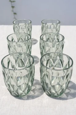 Cristina Oria Vasos^Set 6 Vasos Verdes Acrílicos Con Diseño De Rombos
