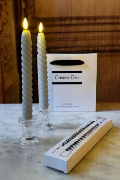 Cristina Oria Candelabros Y Portavelas|Velas^Set De 2 Candelabros De Cristal Minis & Velas LED