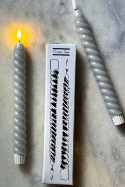 Cristina Oria Candelabros Y Portavelas|Velas^Set De 2 Candelabros De Cristal Medianos & Velas LED