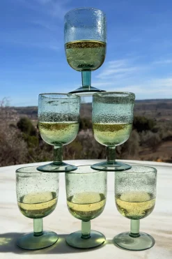 Cristina Oria Copas^Set De 6 Copas Verdes Diseño Burbujas