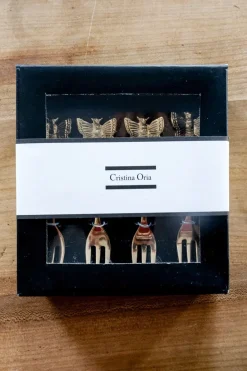 Cristina Oria Cubiertos De Aperitivo|Cubiertos De Postre^Set De 4 Cucharitas De Bronce Con Diseño De Pájaro