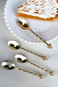 Cristina Oria Cubiertos De Aperitivo|Cubiertos De Postre^Set De 4 Cucharitas De Bronce Con Diseño De Granadas