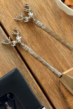 Cristina Oria Cubiertos De Aperitivo|Cubiertos De Postre^Set De 2 Cuchillos Para Quesos Con Diseño De Ciervo