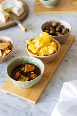 Cristina Oria Fuentes, Ensaladeras Y Cuencos^Set De 3 Cuencos Y Cucharas De Porcelana Sobre Base De Bambú