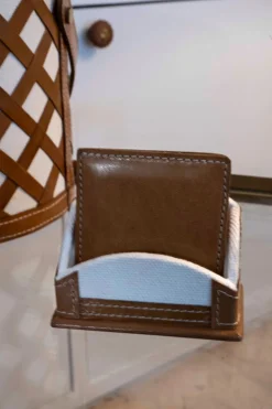 Cristina Oria Posavasos Y Servilleteros^Set De 6 Posavasos De Cuero Y Tela Cuadrados