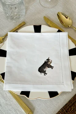 Cristina Oria Servilletas Y Accesorios^Set de 6 Servilletas Bordadas a Mano con Diseño de Animales de Caza