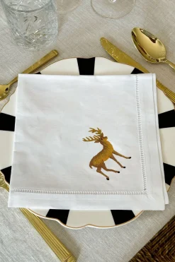 Cristina Oria Servilletas Y Accesorios^Set de 6 Servilletas Bordadas a Mano con Diseño de Animales de Caza