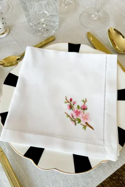 Cristina Oria Servilletas Y Accesorios^Set de 6 Servilletas Bordadas a Mano con Diseño de Flores