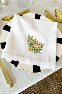 Cristina Oria Servilletas Y Accesorios^Set de 6 Servilletas Bordadas a Mano con Diseño de Flores