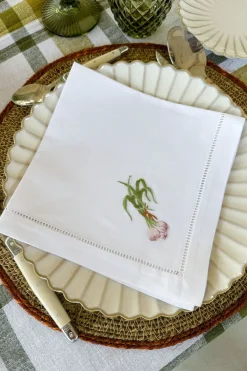 Cristina Oria Servilletas Y Accesorios^Set de 6 Servilletas Bordadas a Mano con Diseño de Verduras