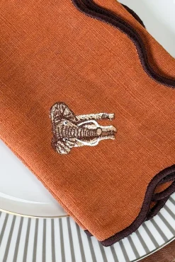 Cristina Oria Servilletas Y Accesorios^Set De 4 Servilletas Bordadas Animales De La Selva