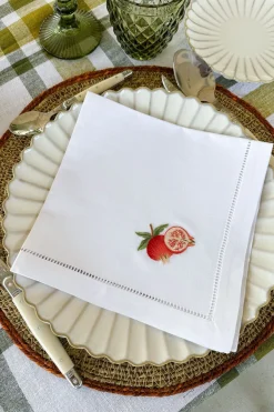 Cristina Oria Servilletas Y Accesorios^Set de 6 Servilletas Bordadas a Mano con Diseño de Frutas
