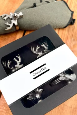 Cristina Oria Posavasos Y Servilleteros^Set De 4 Servilleteros Con Diseño De Ciervo