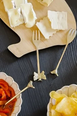 Cristina Oria Cubiertos De Aperitivo|Cubiertos De Postre^Set De 4 Tenedores De Bronce Con Diseño De Mariposa