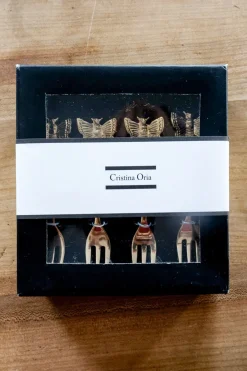 Cristina Oria Cubiertos De Aperitivo|Cubiertos De Postre^Set De 4 Tenedores De Bronce Con Diseño De Mariposa