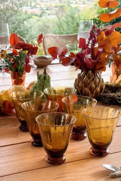 Cristina Oria Vasos^Set De 6 Vasos De Cristal Ámbar