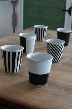 Cristina Oria Vasos^Set De 6 Vasos De Porcelana Blancos Y Negros