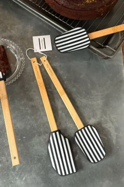 Cristina Oria Gadgets Y Utensilios^Set De Dos Espátulas De Silicona Con Diseño De Rayas Blancas Y Negras