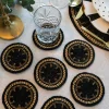 Cristina Oria Posavasos Y Servilleteros^Set De Seis Posavasos Negros Con Detalles Dorados Bordados Con Cuentas
