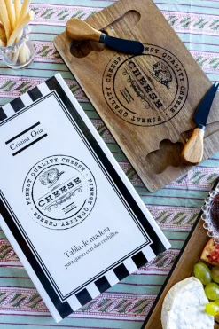 Cristina Oria Cuchillos|Tablas^Tabla De Madera Para Quesos Con Dos Cuchillos