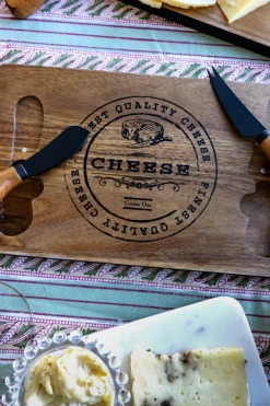 Cristina Oria Cuchillos|Tablas^Tabla De Madera Para Quesos Con Dos Cuchillos