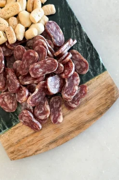 Cristina Oria Tablas^Tabla De Mármol Verde Y Madera Con Mango