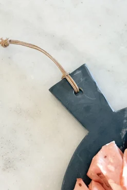 Cristina Oria Tablas^Tabla Redonda De Mármol Negra Y Madera Con Mango