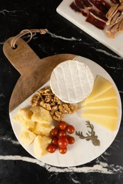 Cristina Oria Tablas^Tabla Redonda De Mármol Y Madera Con Diseño De Ciervo