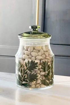 Cristina Oria Almacenaje^Tarro De Cristal Con Tapa Diseño Flores Verdes