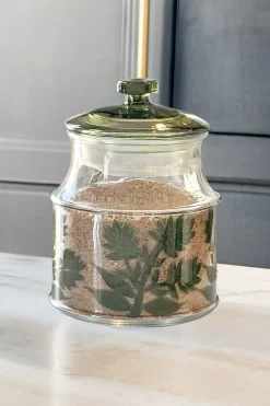 Cristina Oria Almacenaje^Tarro De Cristal Con Tapa Diseño Flores Verdes