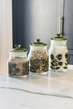 Cristina Oria Almacenaje^Tarro De Cristal Con Tapa Diseño Flores Verdes