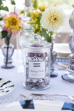 Cristina Oria Dulces Cristina Oria^Tarro De Violetas Personalizado Especial Bodas