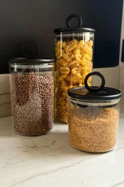 Cristina Oria Almacenaje^Tarros De Cristal Con Tapa De Madera Oscura