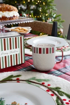 Cristina Oria Tazas Y Teteras^Taza Rayas Rojas Y Verdes "Merry Christmas"