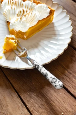 Cristina Oria Cubiertos De Postre^Tenedor Con Diseño De Flores Negras