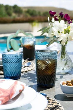 Cristina Oria Vasos^Vaso Cristal Alto Azul Oscuro Picos