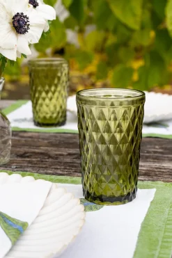 Cristina Oria Vasos^Vaso Cristal Alto Verde Rombos