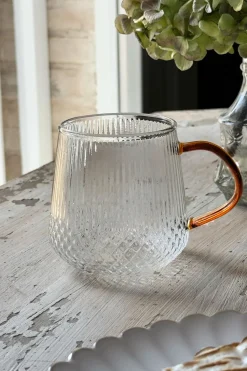 Cristina Oria Vasos^Vaso De Cristal Con Detalles Tallados Y Asa De Color