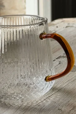 Cristina Oria Vasos^Vaso De Cristal Con Detalles Tallados Y Asa De Color