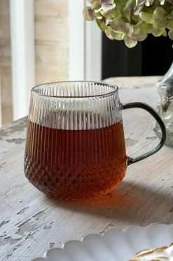 Cristina Oria Vasos^Vaso De Cristal Con Detalles Tallados Y Asa De Color