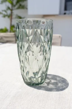 Cristina Oria Vasos^Vaso Grande Verde Acrílico Con Diseño De Rombos