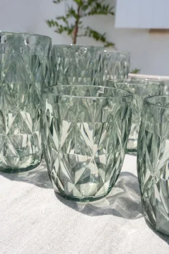 Cristina Oria Vasos^Vaso Verde Acrílico Con Diseño De Rombos
