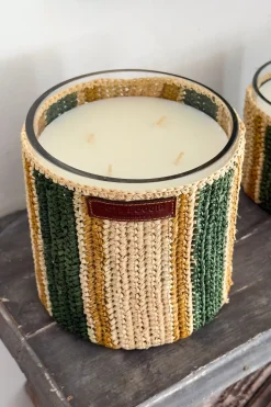 Cristina Oria Velas^Vela Artesanal De Rafia Con Fragancia Menta Y Té Grande