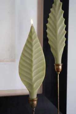 Cristina Oria Velas^Vela Con Diseño De Hoja Verde