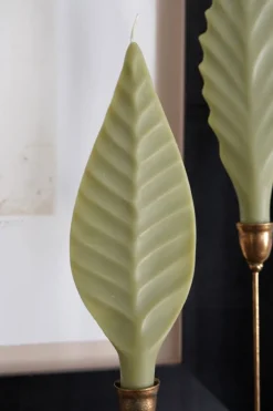 Cristina Oria Velas^Vela Con Diseño De Hoja Verde